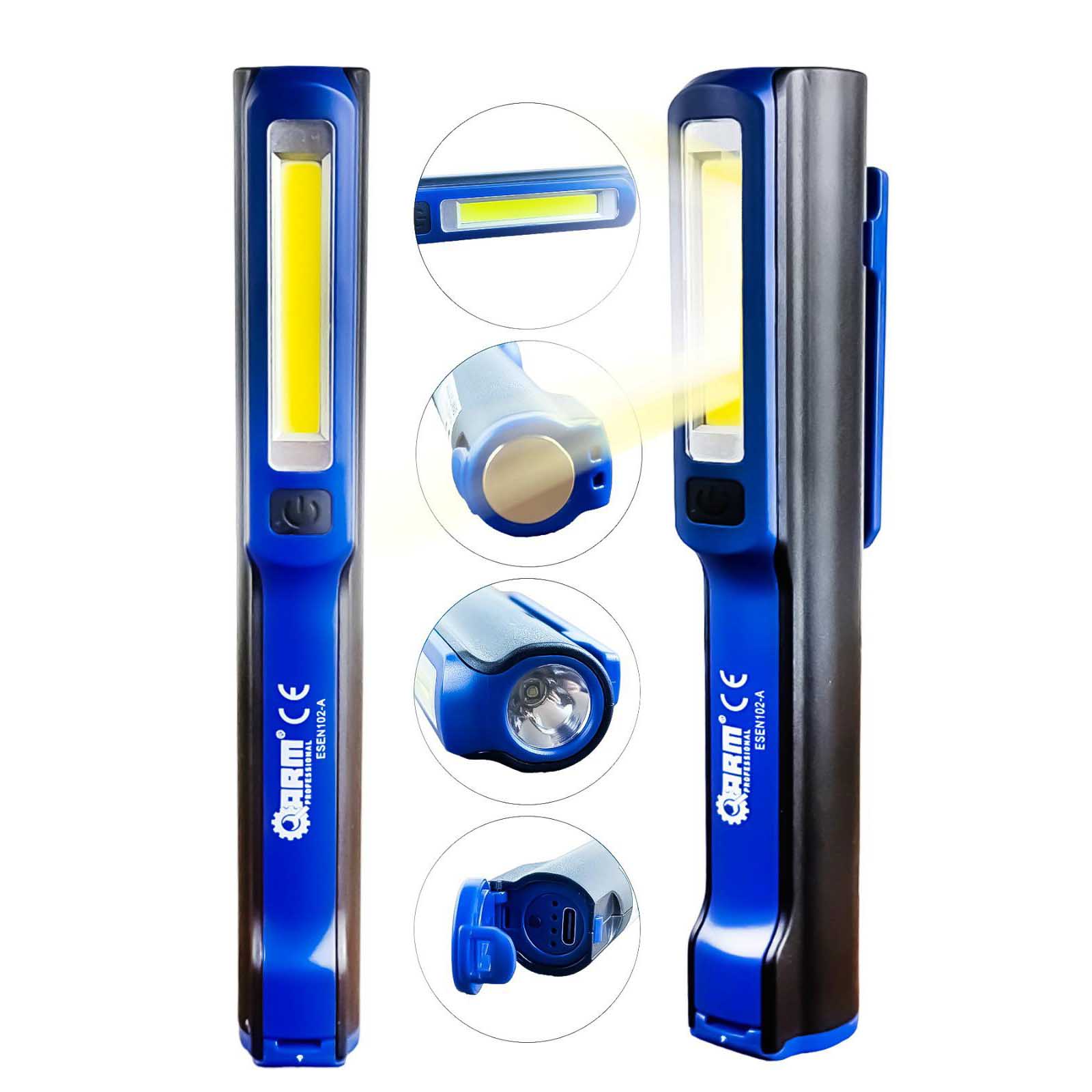 Светилка за LED пенкало на полнење COB + точкаст светла 240 LUMEN 1200 mAH